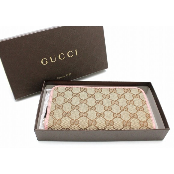 Gucci GG Canvas Zippy Wallet Leather Light Pink - Picture 9 of 9